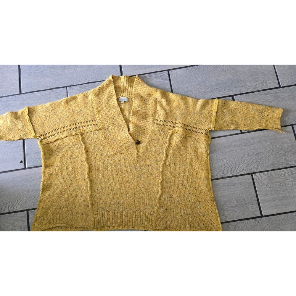 Urban Day Mustard Yellow Confetti Mohair Blend Oversized Sweater SM SW0178